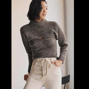 Anthropologie NWT ASTR The Label Cable-Knit Sweater Shrug Set Size XS.